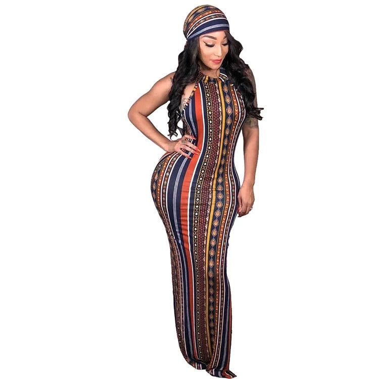 Bohemian Dress W/Head Scarf